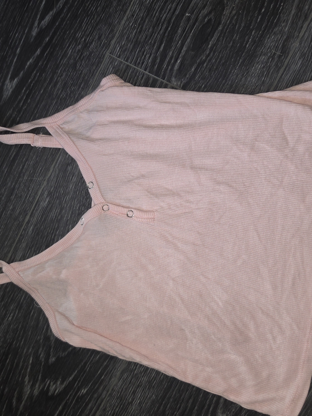 Streetwear Society Light Pink Ribbed Camisole with Snap Front